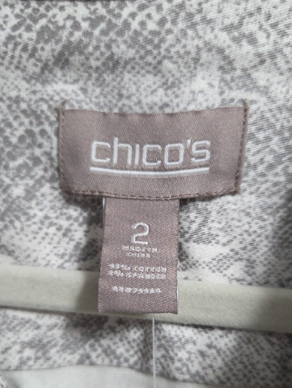 Chico's Light Gray Python-Print Zip Front Jacket - Picture 2 of 6